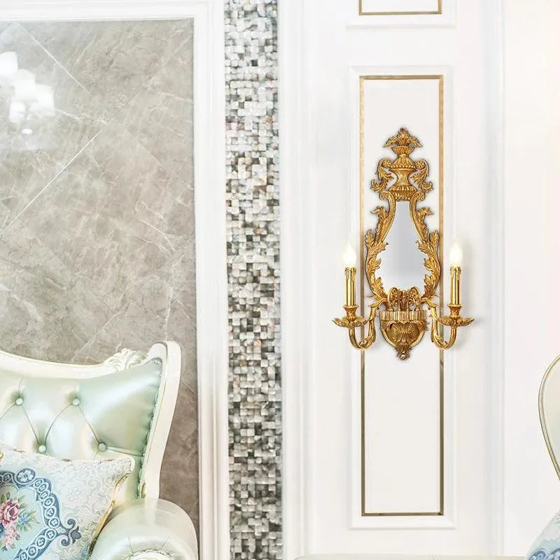 Refined European Brass Wall Lighting, Classic French Mirror Lamp for Villa and Hotel Decor. - BH Home Store
