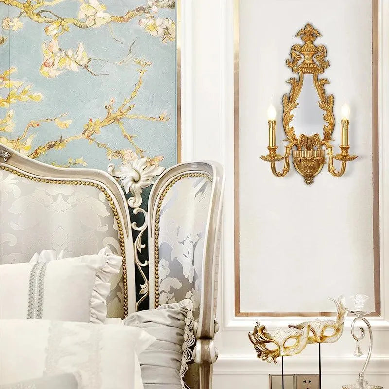 Refined European Brass Wall Lighting, Classic French Mirror Lamp for Villa and Hotel Decor. - BH Home Store