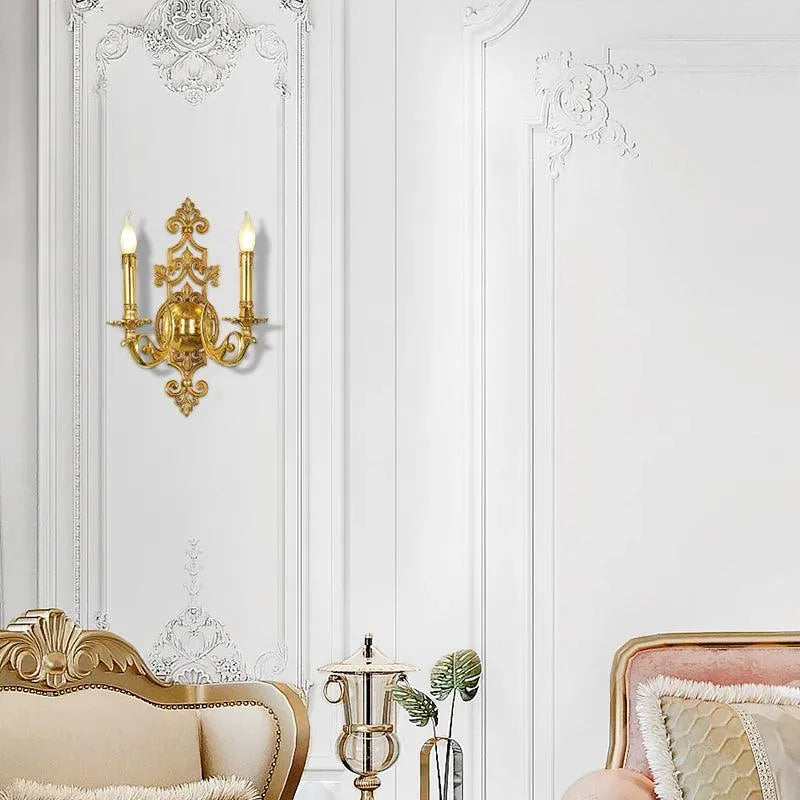 Refined French Classical Luxury: Full Copper Candle Decorative Wall Lamp for Elegant Interiors.