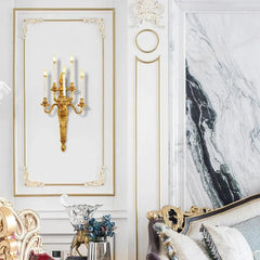 Refined French Luxury with Vintage All-Copper Gold Wall Lamp for Villa Living Spaces.