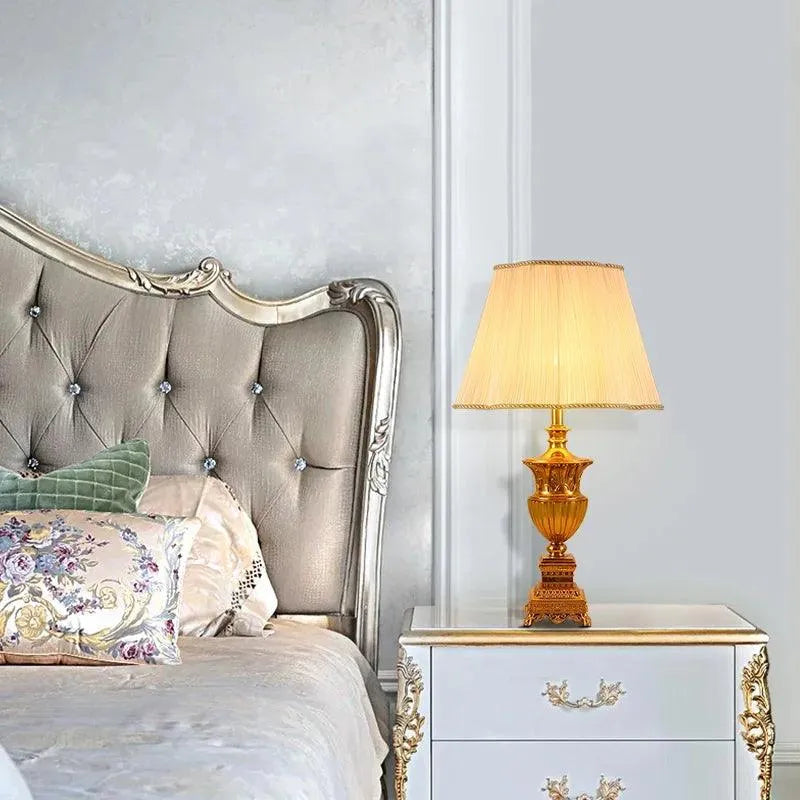 Regal Gold Brass European Table Lamp, Vintage Luxury, Elegant Bedside Lighting Solution. - BH Home Store