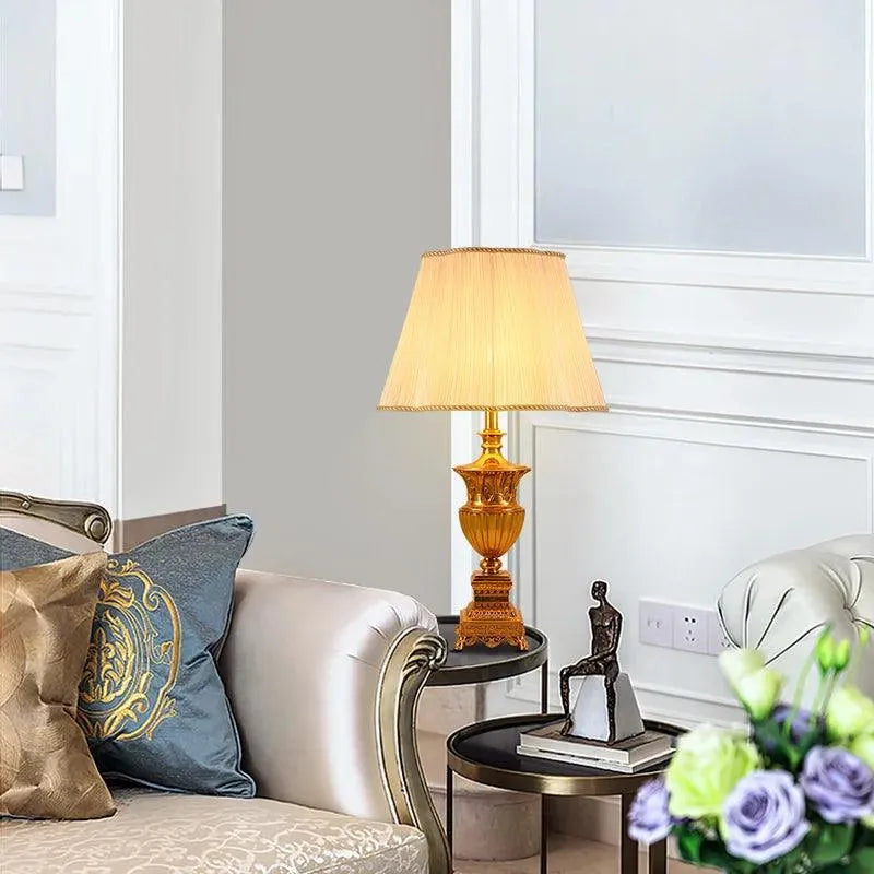 Regal Gold Brass European Table Lamp, Vintage Luxury, Elegant Bedside Lighting Solution. - BH Home Store