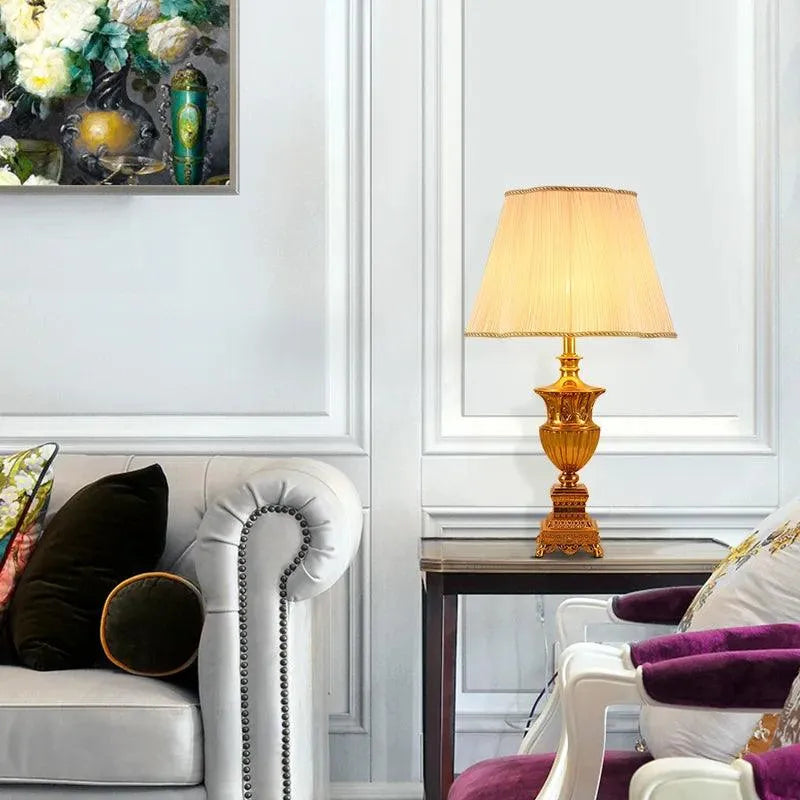 Regal Gold Brass European Table Lamp, Vintage Luxury, Elegant Bedside Lighting Solution. - BH Home Store