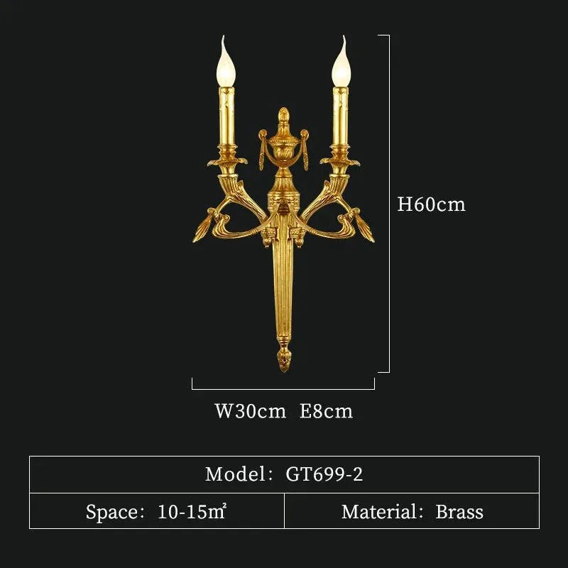 Regal Baroque Brass Wall Lighting, LED Candle Design, Luxurious Indoor Fixture. - BH Home Store