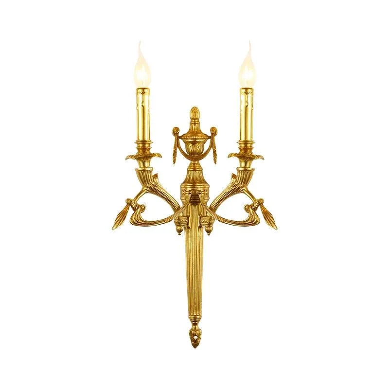 Regal Baroque Brass Wall Lighting, LED Candle Design, Luxurious Indoor Fixture. - BH Home Store