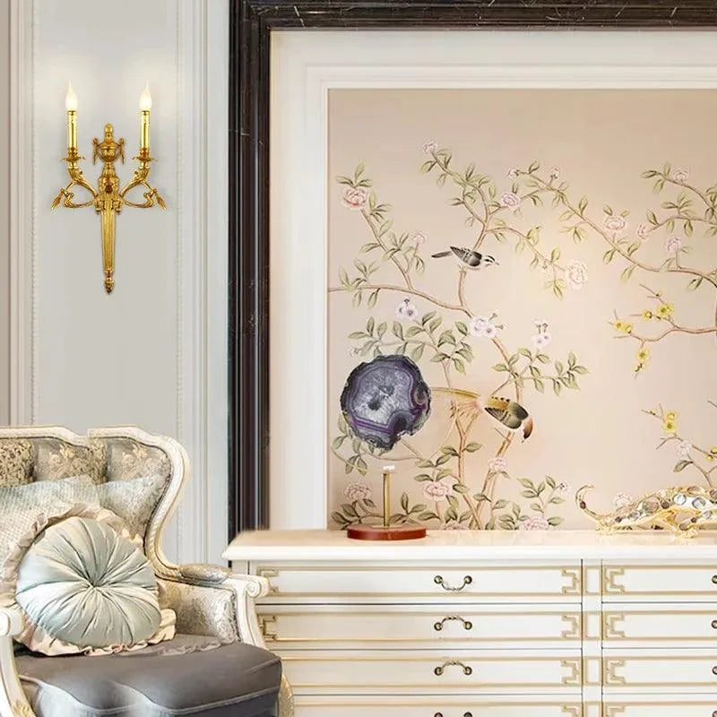 Regal Baroque Brass Wall Lighting, LED Candle Design, Luxurious Indoor Fixture. - BH Home Store