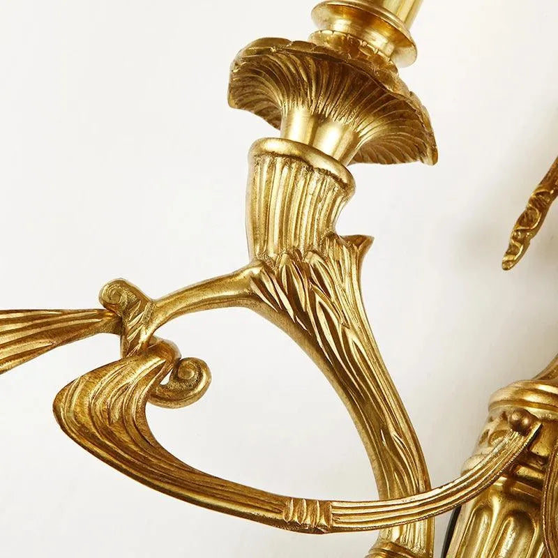 Regal Baroque Brass Wall Lighting, LED Candle Design, Luxurious Indoor Fixture. - BH Home Store