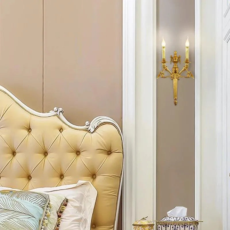 Regal Baroque Brass Wall Lighting, LED Candle Design, Luxurious Indoor Fixture. - BH Home Store