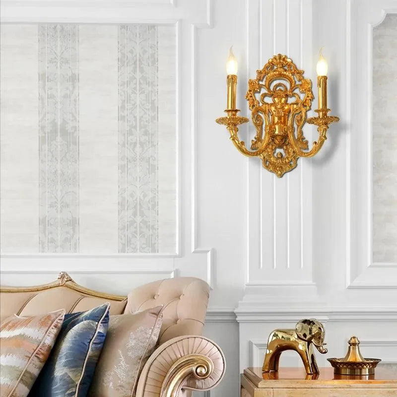 Regal Baroque Inspired Brass LED Wall Sconce, Vintage Style for Bedroom and Living Room. - BH Home Store