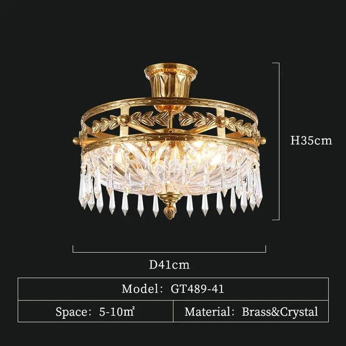 Regal European Classical Brass Ceiling Lamp. - D41 H35cm