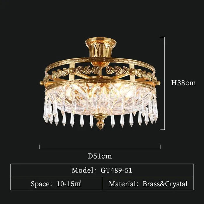 Regal European Classical Brass Ceiling Lamp. - D51 H38cm