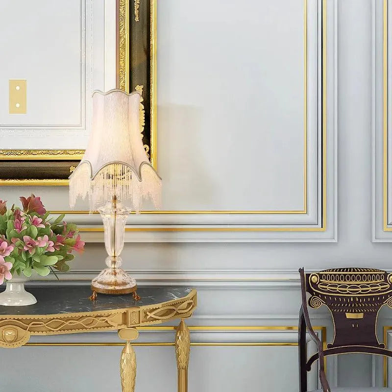 Regal European Crystal Fabric Bedside Lamp - Illuminate Your Bedroom with Timeless Elegance. - BH Home Store