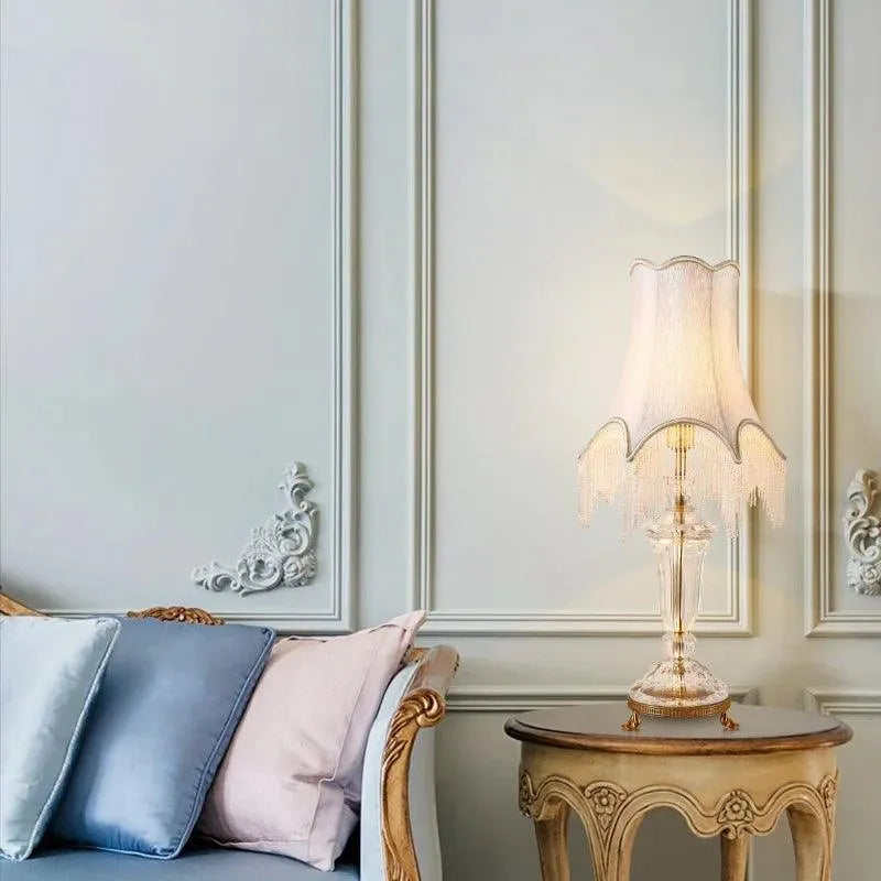 Regal European Crystal Fabric Bedside Lamp - Illuminate Your Bedroom with Timeless Elegance. - BH Home Store