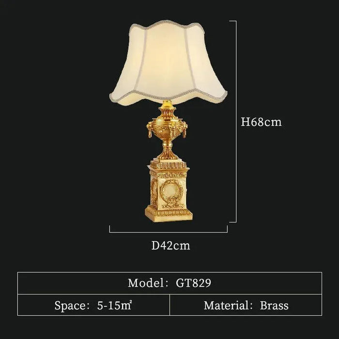 Royal Gold Plated Nightstand Lamp. - D42 H68cm