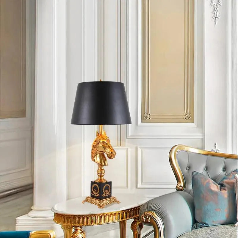 Regal European Horse Head Night Light, Luxury Marble Base Table Lamp for Bedside. - BH Home Store