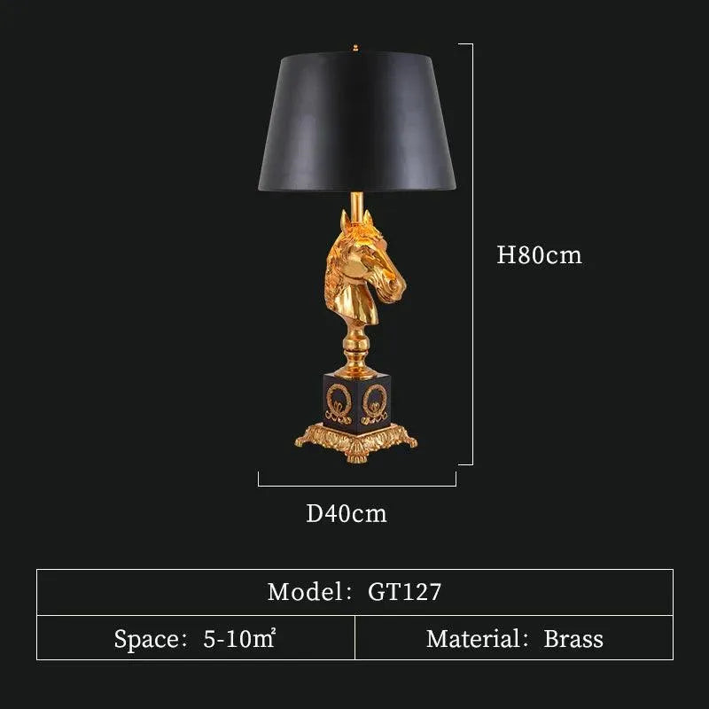 Regal European Horse Head Night Light, Luxury Marble Base Table Lamp for Bedside. - BH Home Store