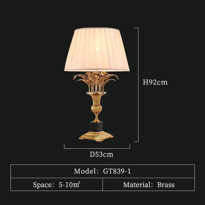 Royal European LED Brass Table Lamp. - D53 H92cm