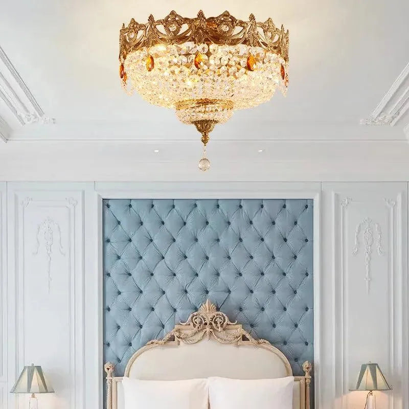 Regal Style Antique Brass Crown ceiling Lamp.