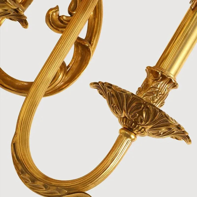 Regal French Classical Candelabra Wall Lamp, Exquisitely Carved in Pure Copper for Luxurious Lighting. - BH Home Store