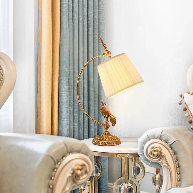 Regal Full Copper Bird Table Lamp, Handcrafted Elegance for Study and Living Room. - BH Home Store