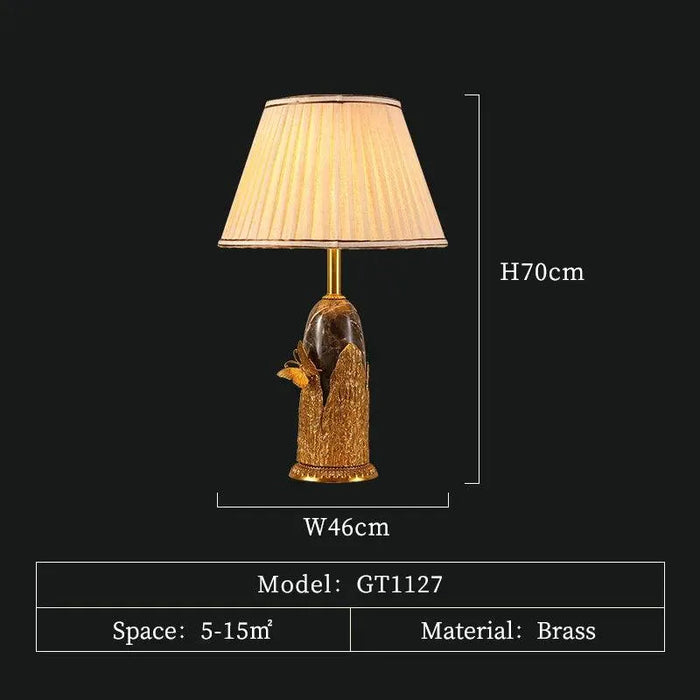 Royal Marble Column Villa Copper Lamp. - D46 H70cm
