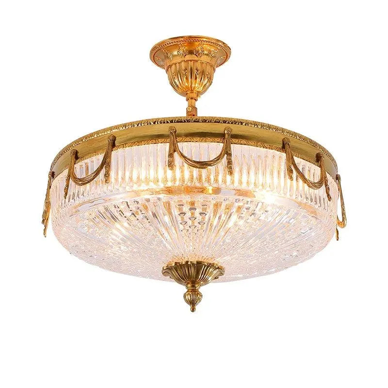 Regal Illumination: Opulent European LED Suspended Ceiling Light in Gold with Crystal Accents for Luxurious Corridor Ambiance. - BH Home Store