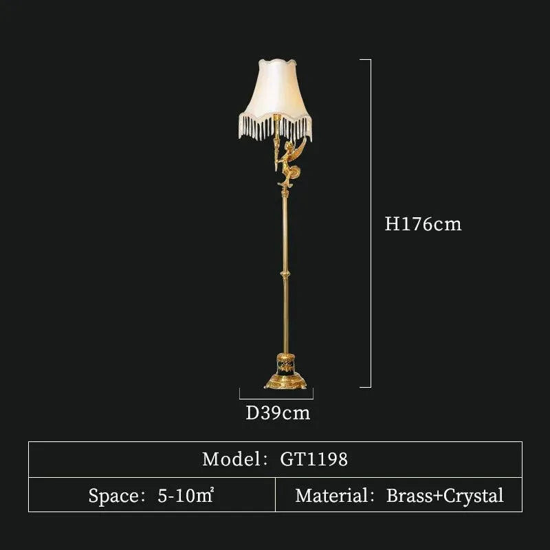 Regal Living Room Copper Floor Lamp, French Rococo with European Lampshade Design. - BH Home Store