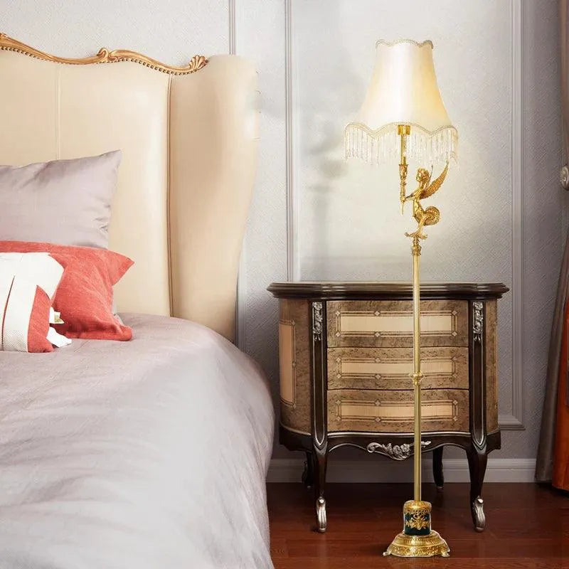 Regal Living Room Copper Floor Lamp, French Rococo with European Lampshade Design. - BH Home Store