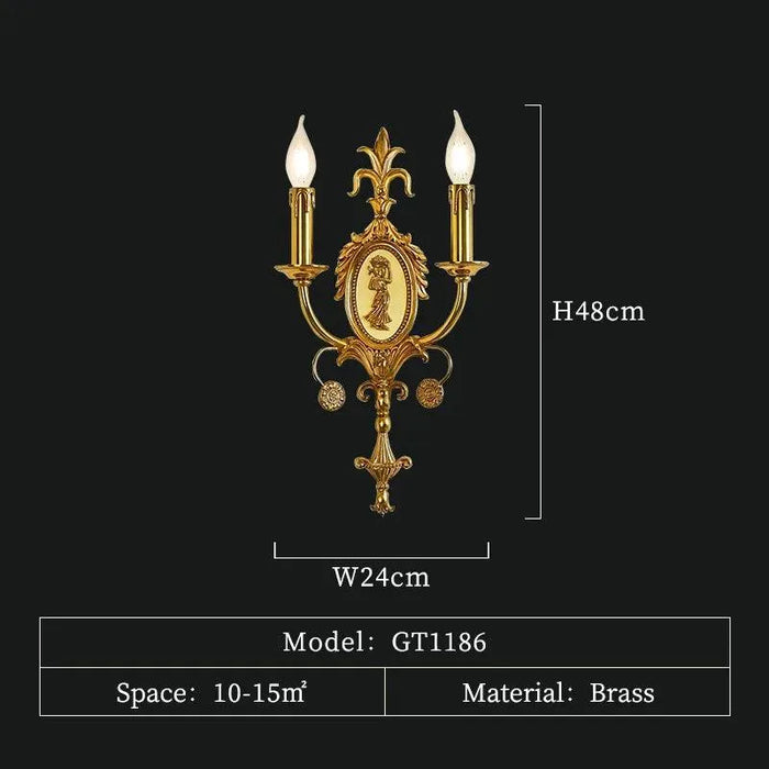 Regal Master Bedroom Brass Wall Light Sconces Create an Aura of Serenity and Sophistication. - 2 lights W24 H48cm