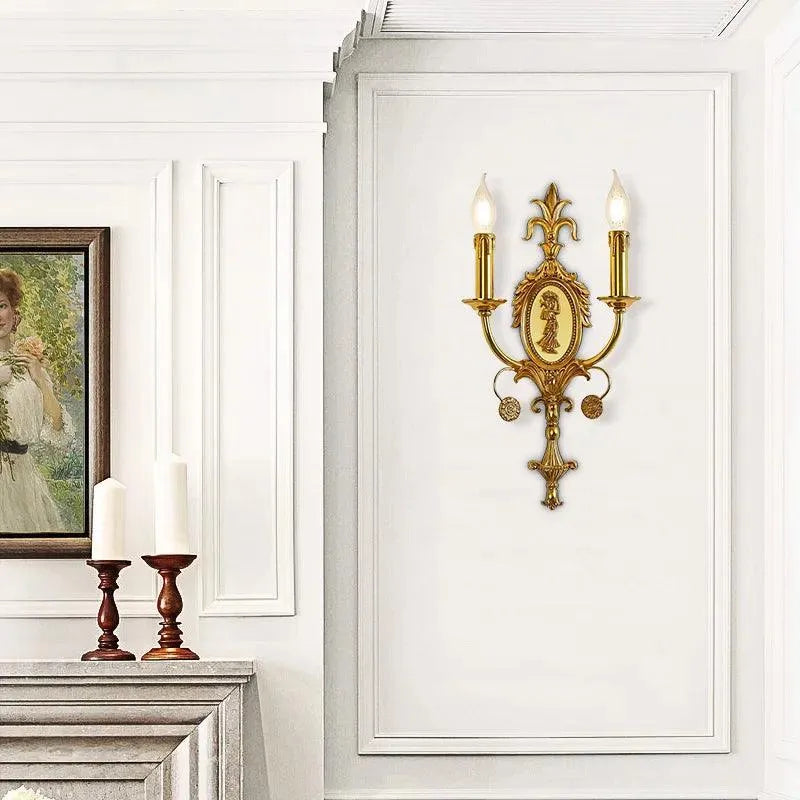 Regal Master Bedroom Brass Wall Light Sconces Create an Aura of Serenity and Sophistication.