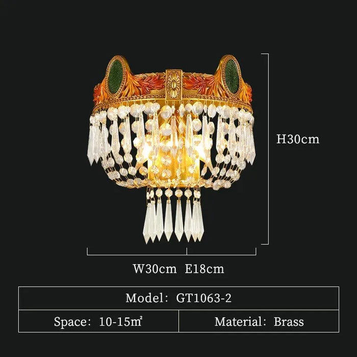Regal Palacecrown Crystal and Brass Ceiling Light, Modern Elegance in Hanging Lamp Design. - W30 H30 E18cm