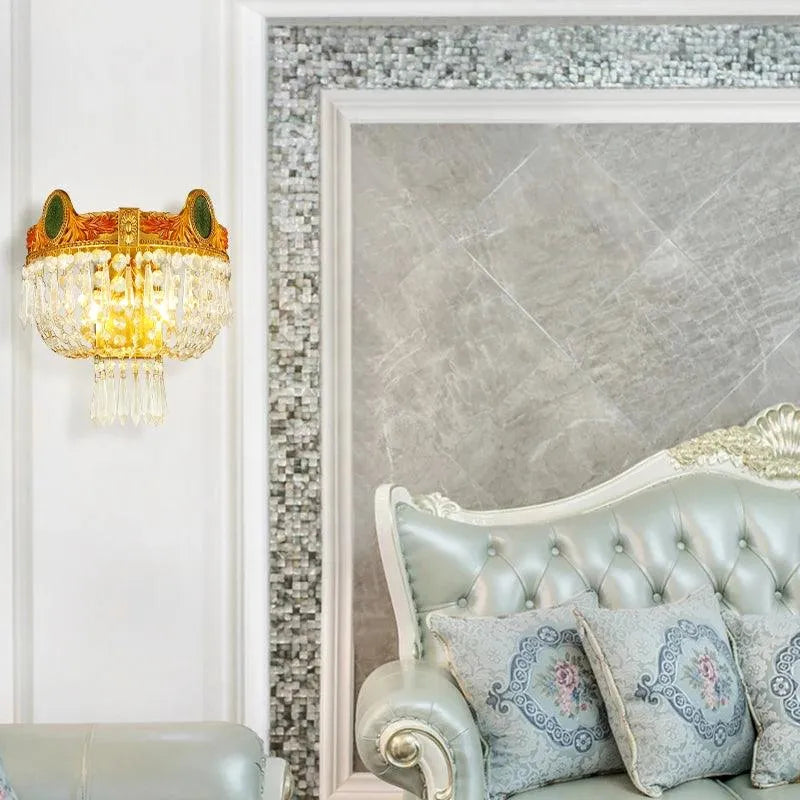 Regal Palacecrown Crystal and Brass Ceiling Light, Modern Elegance in Hanging Lamp Design. - BH Home Store
