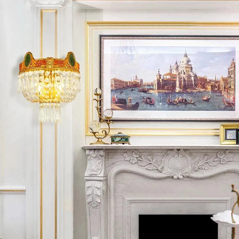 Regal Palacecrown Crystal and Brass Ceiling Light, Modern Elegance in Hanging Lamp Design. - BH Home Store