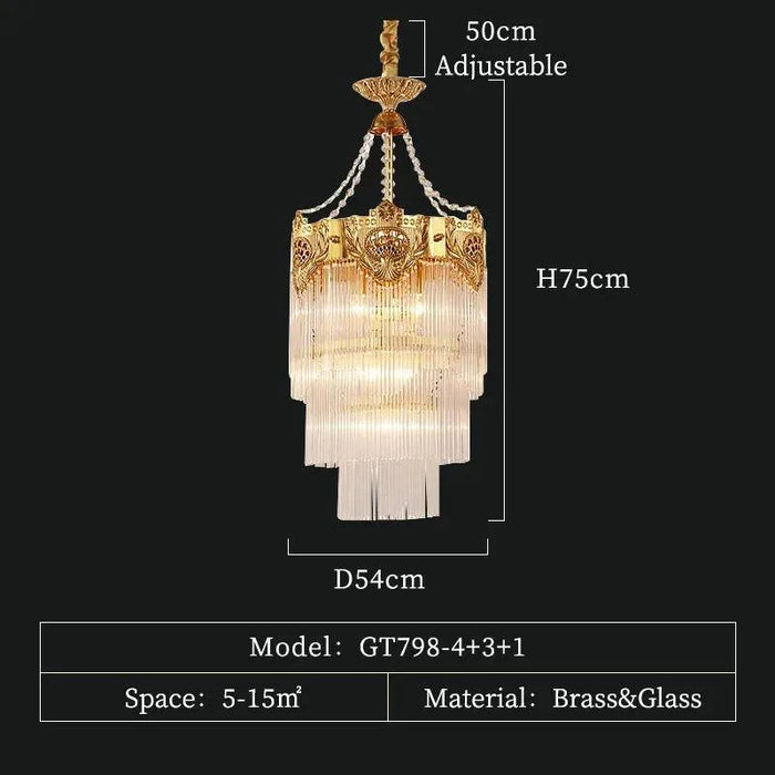 Vatican Style Brass Chandelier. - 8lights D54 H75cm