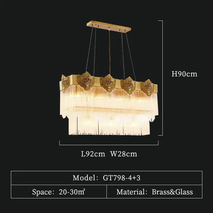 Vatican Style Brass Chandelier. - L92 W28 H90cm