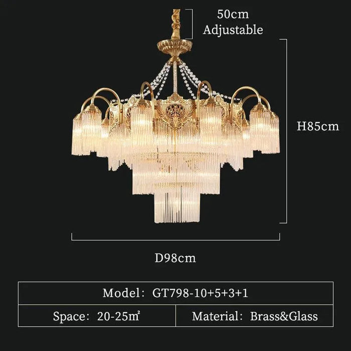 Vatican Style Brass Chandelier. - 19lights D98 H85cm