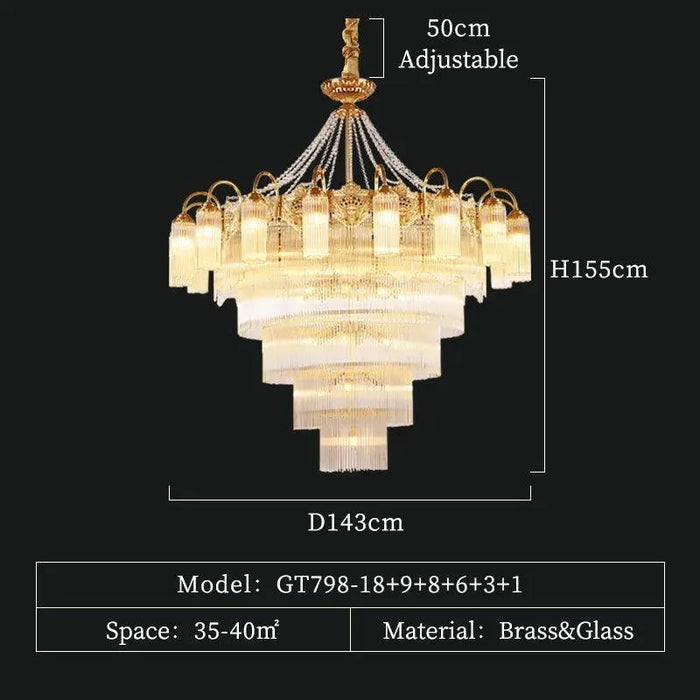 Vatican Style Brass Chandelier. - 45lights D143 H155cm