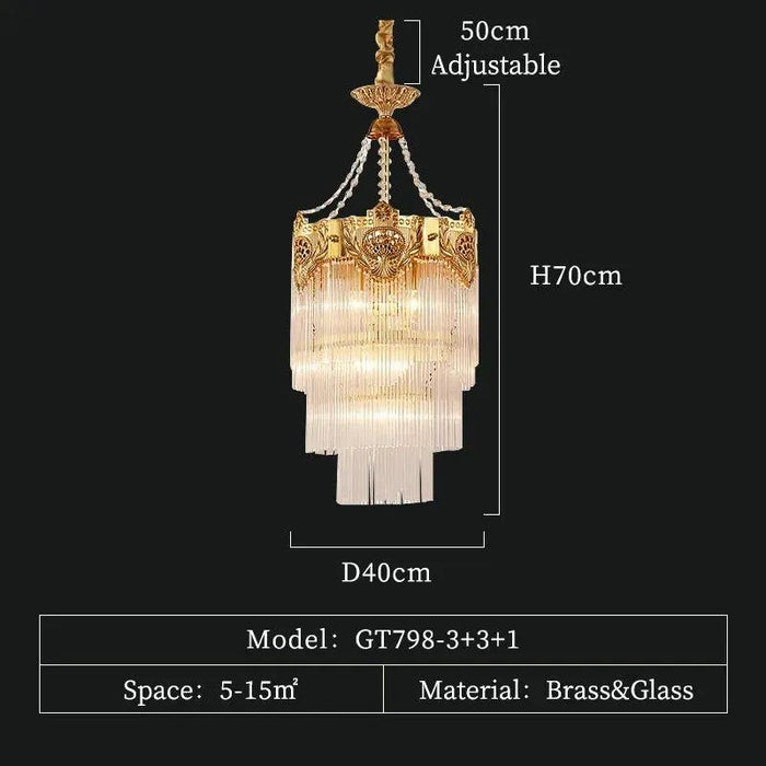 Vatican Style Brass Chandelier. - 7lights D40 H70cm