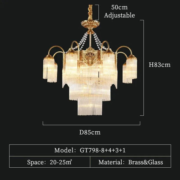 Vatican Style Brass Chandelier. - 16lights D85 H83cm