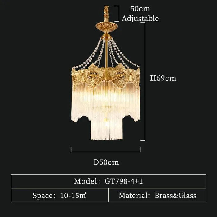 Vatican Style Brass Chandelier. - 5lights D50 H69cm
