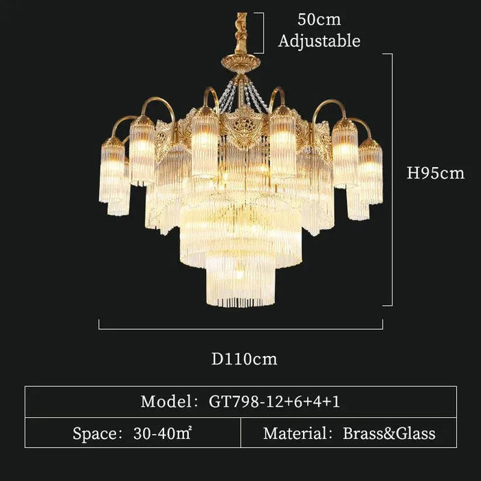 Vatican Style Brass Chandelier. - 23lights D110 H95cm