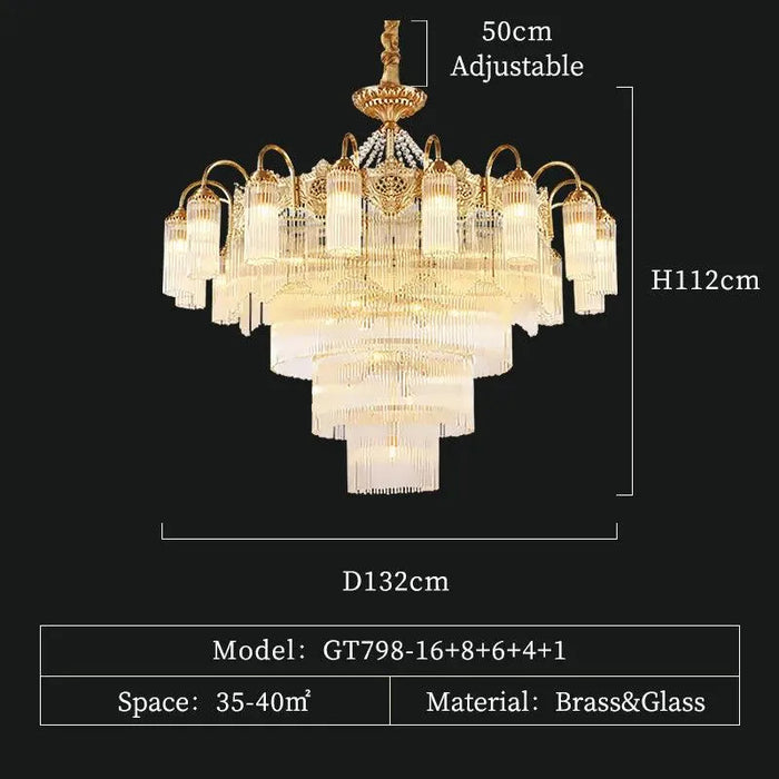 Vatican Style Brass Chandelier. - 35lights D132 H112cm