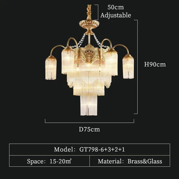 Vatican Style Brass Chandelier. - 12lights D75 H90cm