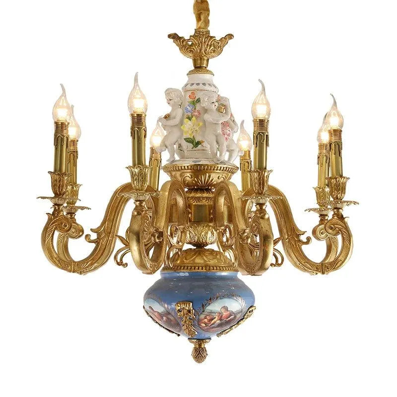 French Copper Ceramic Chandelier. - BH Home Store