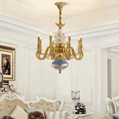 French Copper Ceramic Chandelier.