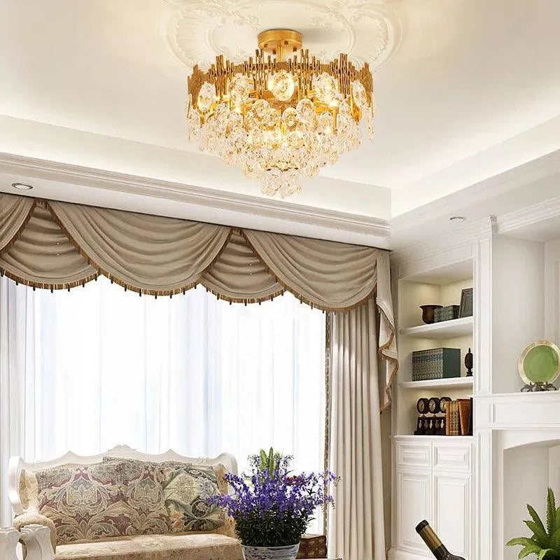Regency Elegance LED Flush Mount - Crystal Glass Ceiling Light for Luxurious Interiors. - BH Home Store
