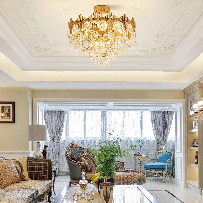 Regency Elegance LED Flush Mount - Crystal Glass Ceiling Light for Luxurious Interiors. - BH Home Store