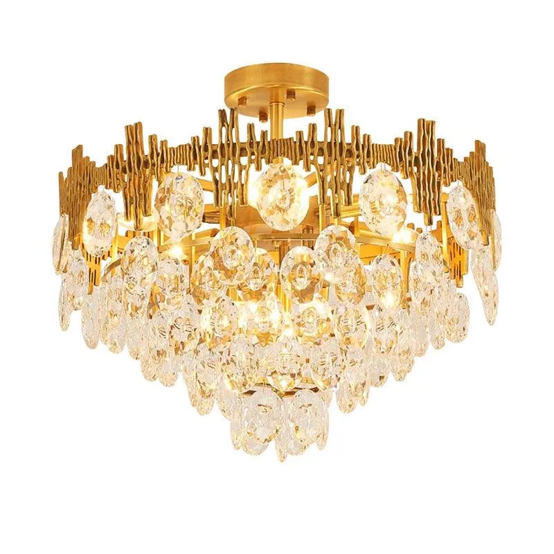 Regency Elegance LED Flush Mount - Crystal Glass Ceiling Light for Luxurious Interiors. - BH Home Store
