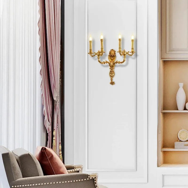 Retro Luxury Golden Copper Wall Light - European Style for Villa and Home.