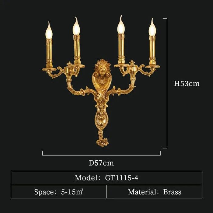 Retro Luxury Golden Copper Wall Light - European Style for Villa and Home. - W57 H53 E26cm